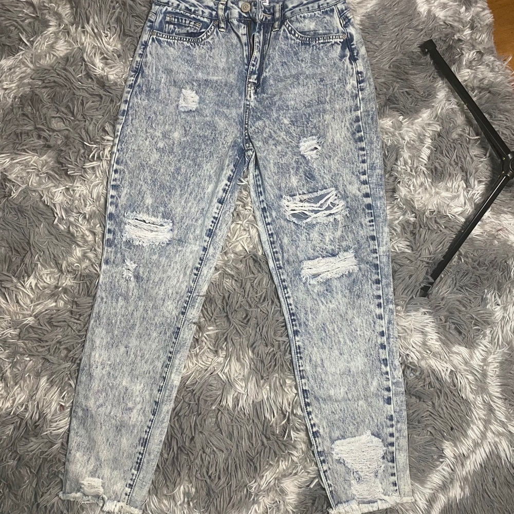 High Rise Distressed Denim Jeans